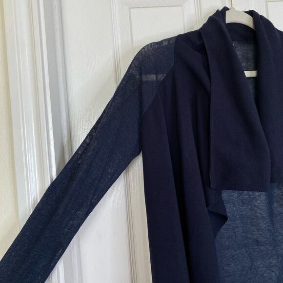 THEORY Navy Blue Draped Collar Cardigan Size Extra Small Basic Capsule Staple - Picture 6 of 6